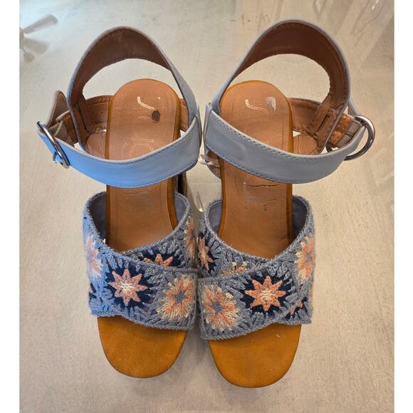 SUGAR Women's Platform Crochet Heels SZ 7.5 Hippie 70's - Picture 2 of 8